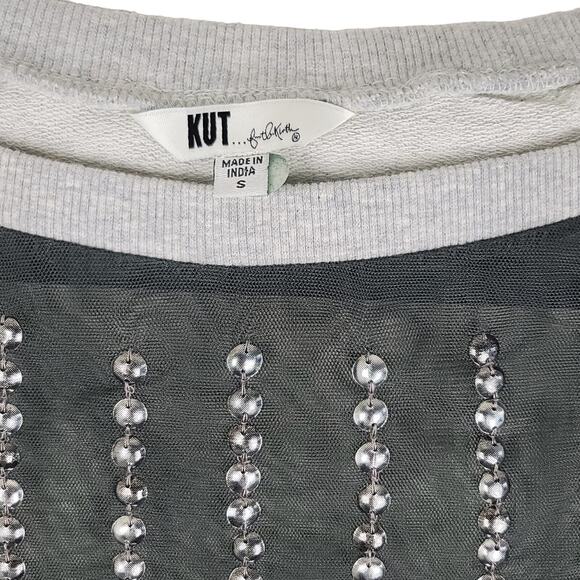 KUT from the Kloth 100% Cotton Mixed Media Sheer Front Studded Sweater, Small - Picture 6 of 7